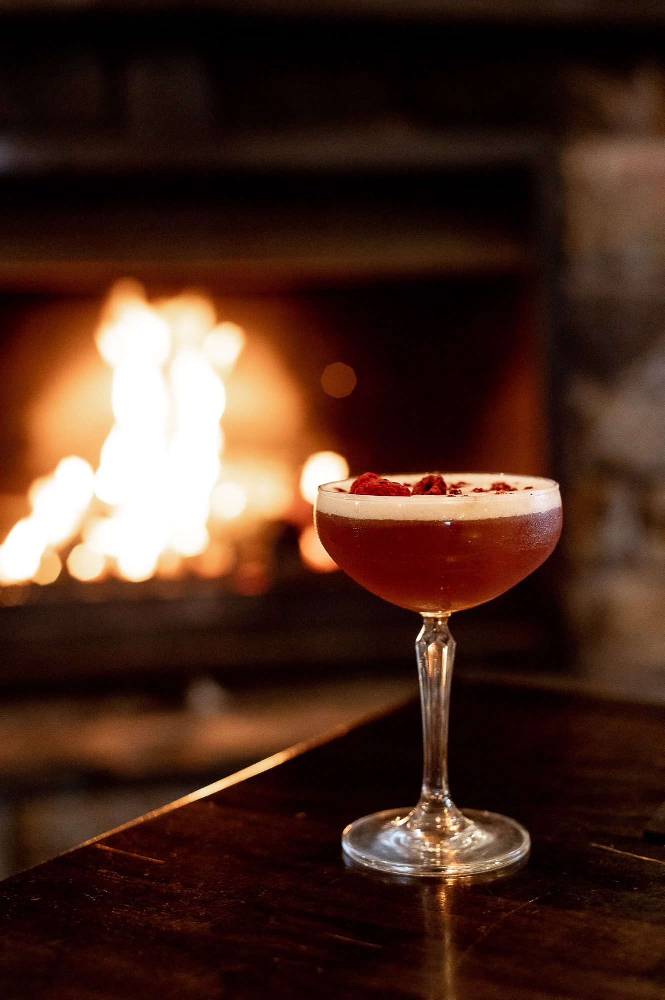 Cocktails by the fire